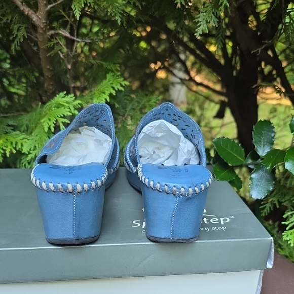 Spring Step Blue Laser-Cut Mules - Picture 6 of 8